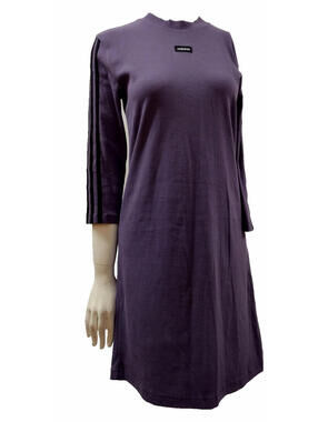 Adidas Purple Dressl Rib Jersey Knee Length 3/4 Sleeve 3 Black Stripes Stretch S